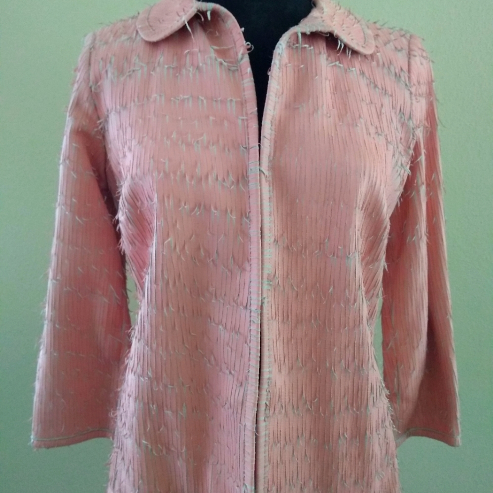 Deb el yu Pink Shredded Lambskin Jacket Size 4